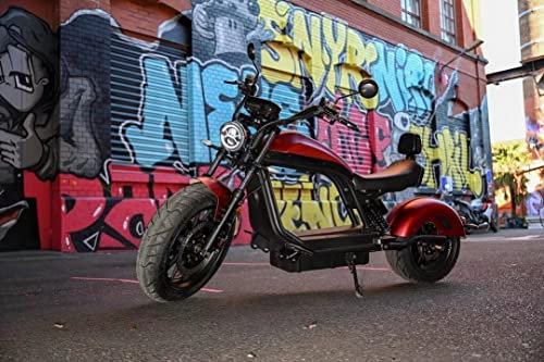 Elektroroller “HL 6.0”, 45 km/h, 3000 Watt, 70 km Reichweite, Straßenzulassung, 50 ccm, Lithium-Akku, Elektro Motorroller, Elektro Roller, E-Roller mit Sitz, (Bordeaux Rot, 30Ah)