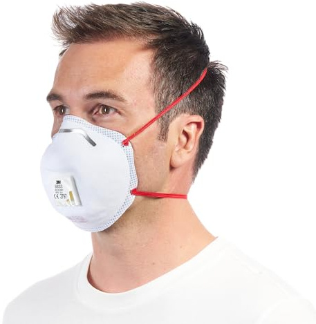 3M Particulate Maske für Dämmstoffe und Hartholz 8833C2, FFP3, Valved, Weiß, 2 pro Packung