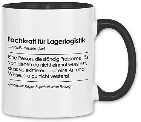 wowshirt Tasse Geschenk für Fachkraft für Lagerlogistik Definition Geburtstag Weihnachten, Farbe:White - Black