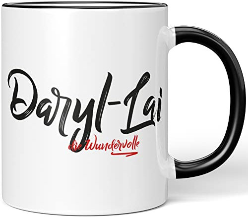 JUNIWORDS Tasse, Daryl-Lai, die Wundervolle, Schwarz (5223649)