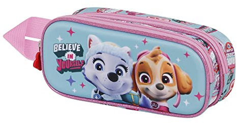 Paw Patrol La Patrulla Canina Believe-Estuche Portatodo 3D Doble, Multicolor, 22 x 9.5 cm