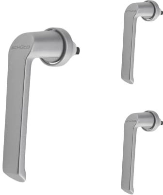 SCHÜCO Fenstergriff für Aluminiumfenster im 3er Sparset in Silber - EV1 | Schüco Systembeschlag | Profilsystem Royal S, AWS und AvanTec