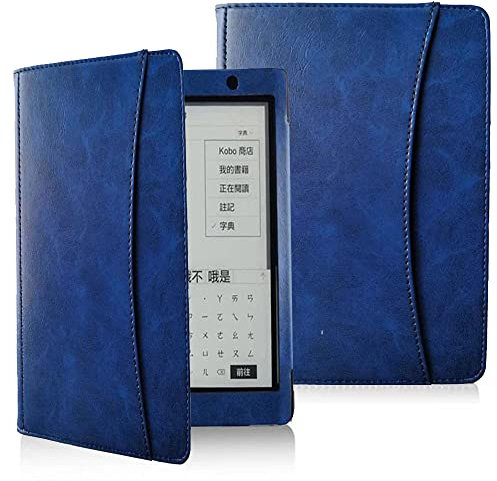 Étui pour liseuse Kobo Aura One 7,8 N709 – Étui fin et léger en cuir PU avec mise en veille/réveil automatique pour liseuse Kobo Aura One 7,8 N709 (bleu foncé)