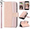 ULAK Wallet Case for iPhone SE Case 2022/2020/iPhone 8 / iPhone 7 with Card Holder Kickstand, PU Leather Folio Flip Cover for iPhone 7/8/SE 2nd/3rd Gen 4.7 inch, Pink Glitter
