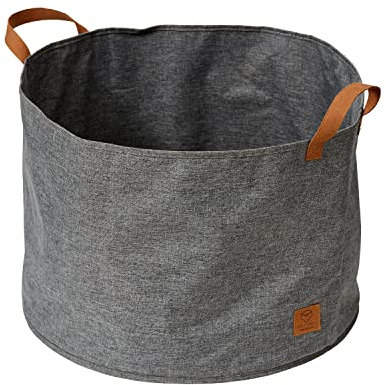 LOVE IT STORE IT Premium Aufbewahrungskorb groß - Korb Aufbewahrung aus Leinen - Mit verstärktem Boden - Für Kaminholz etc. - Grau - 50x50x35 cm