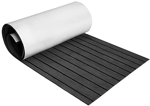 Izrielar Eva-Teak Schaum Deckbeschläge Boot Matte, Teak Decking Marine Boot Bodenbelag, wasserdicht Selbstklebend ungiftig rutschfest Matte,240 x 90 cm, Schwarz, Anthrazit