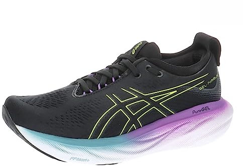 Asics Women's Gel-Nimbus 25 Sneaker, Black/Yellow, 9.5 UK