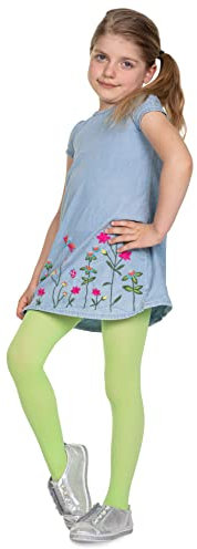 looksy Girls Solid Tights 40 DEN Opaque Soft Microfiber Children Footed Pantyhose Casual Dance School Ballet, Erba 5-6 Years