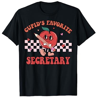 Amoren Lieblings Schule Sekretär Retro Groovy Valentinstag T-Shirt