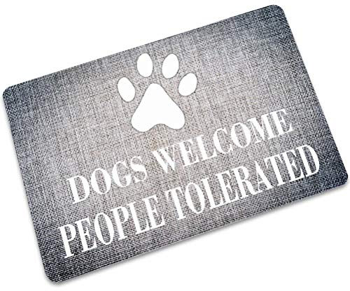 Low Profile Dogs Welcome People Tolerated Door Mat Fashion Welcome Pad Garage Garden Snow Shovel Front Door Mat 36X24 Inch