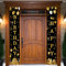 Yontree Happy Birthday Door Banner, Black Gold Fabric Birthday Door Porch Sign Banner for Boys Girls, Birthday Decorations Banner for Indoor and Outdoor Background Decor