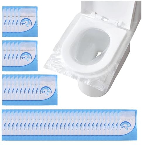 YSDYY Pack of 50 Waterproof Toilet Seat Covers, Toilet Seat Covers, Individually Packed Toilet Seat Covers, Antibacterial Toilet Seat Covers Made of Plastic, Toilet Seat Pads