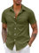 COOFANDY Short Sleeved Shirts for Men Dress Shirt Stretch Business Shirt Casual Shirts No Iron Formal Shirts Summer Shirt Work Office Smart Shirts Button Up Shirts Army Green XL