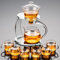 MOZEO Théière en verre semi-automatique rotative avec infuseur, théière Kungfu résistante à la chaleur (théière avec 6 tasses)