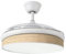 Abrila - Ventilador DC MODA | Color Blanco con tres Aspas Desplegables ABS y Difusor Cañizo Claro | 6 Velocidades Ajustables | 3 Temperaturas de Luz | con Temporizador y Mando a Distancia Incluido