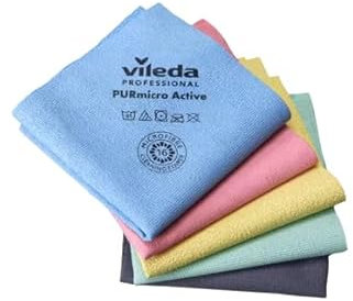 cubex professional Paños Purmicro Active de microfibra con revestimiento de PUR 38 x 35 cm para una limpieza 100% segura y eficaz (Purmicro Active 5 colores (rojo, verde, amarillo, azul y gris), 10