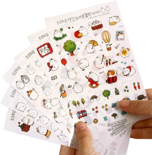 Selbstklebende Mini Etiketten Cartoon Aufkleber, Kawaii Aufkleber für DIY Handwerk Buch Bleistifte und Kugelschreiber Scrapbooking Album Planer Journal Kunst Scrapbooking Aufkleber