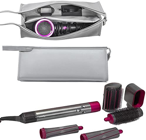 DXIA Borsa da Viaggio in Pelle PU Portatile Custodia per Dyson Airwrap, Supersonic Hair Dryer, Borsa Impermeabile per Asciugacapelli, Borsa da Viaggio Antipolvere, Custodia da Viaggio (argento)