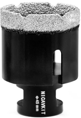 NICAVKIT Foret Diamanté pour Carrelage - 45 mm - Scie Cloche Diamantée M14 - Pour Porcelaine, Granit, Marbre