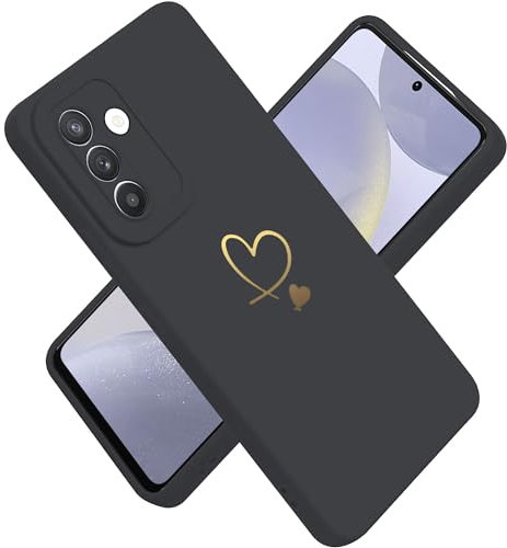 Paitech Hanyhülle für Samsung Galaxy S24 Plus Hülle, Ultra Dünn Weiche TPU Silikon Case Stoßfeste Schutzhülle Kameraschutz mit Niedliche Gold Love Herz Muster für Hülle Samsung S24 Plus, Schwarz