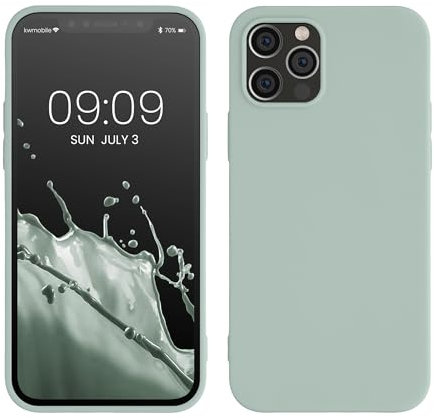 kwmobile Case Compatible with Apple iPhone 12 / iPhone 12 Pro Case - Soft Slim Protective TPU Silicone Cover - Rainwashed Green