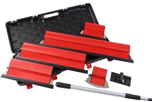 HaTur Spatola per Stucco Spatola in Acciaio Inox Kit Spatole Professionali per Lisciatura Spatola di Finitura con Maniglia di Estensione e Lama di Ricambio (25 cm + 40 cm + 60 cm + 80 cm)