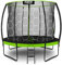 Neo-Sport Trampolin Outdoor Kinder Gartentrampolin Sicherheitsnetz Innen Leiter Gepolsterte Stangen Wetterfest Rostfrei Belastbar bis 100 kg Grün Schwarz 252 cm