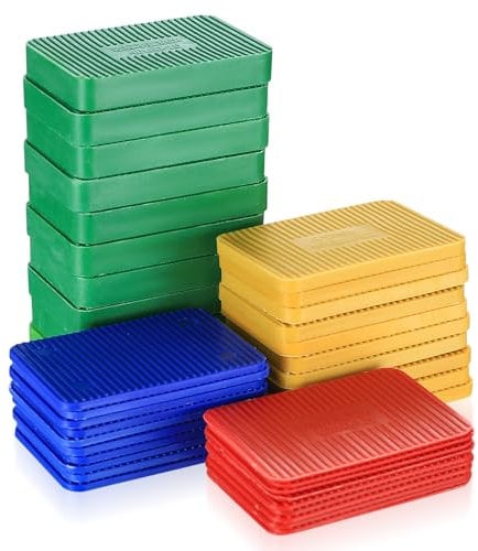40 Piezas Cuñas de Plastico, Cuñas Acristalamiento, Cuna de Plastico Niveladoras Suelo, Cuñas para Alinear Ventanas de Vidrio Cristales Puerta, 40 x 60 mm, 1,5 mm, 3 mm, 5 mm, 10 mm