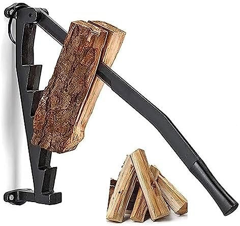 Kaminholz-Anzündholzspalter mit Schrauben – Wandmontierter Stahl, manuell, stabil, schneller Holzschneider für Zuhause, Camping