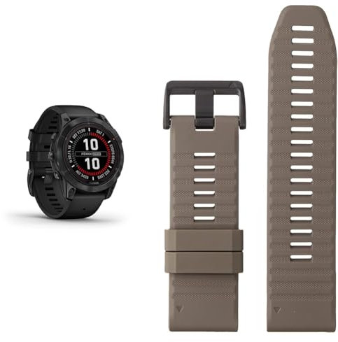 Garmin fēnix 7 PRO SOLAR, Multisport GPS Smartwatch, Advanced Health and Training Features QuickFit 26 Watch Bands- Dark Sandstone Silicone