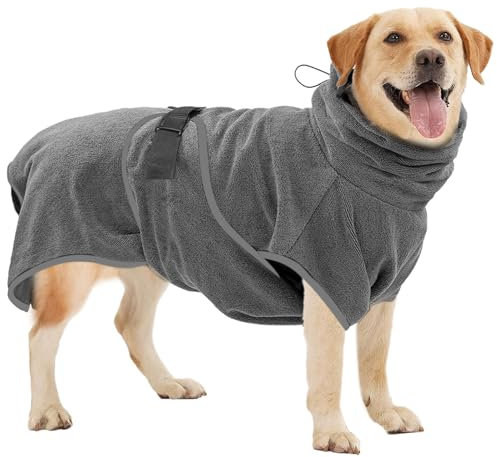 auvstar Hundebademantel,Bademantel Hund,Hunde Bademantel aus Mikrofaser,Hundemantel Hundebekleidung & Zubehör,Super Saugfähiger,Hundebademantel für Große Mittelgroße Kleine Hunde (XL)