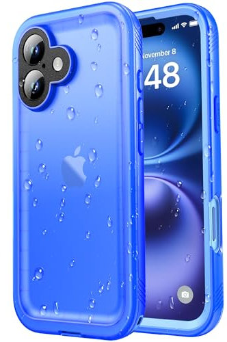 SPORTLINK for iPhone 16 Waterproof Case - Shockproof Heavy Duty Front and Back Cover [Built in Screen/Camera Protector] 360 Full Body Protective [Dustproof][IP68 Underwater] Military Bumper-6.1 Blue