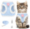 Katzengeschirr Ausbruchsicher Set, Katze Brustgeschirr mit Reflektierend, Katzenleine Geschirr für Katzen, Katzengeschirr mit Leine Set Katzengeschirr für Katzen Kätzchen Welpen (Blau, M)