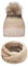 Solvera_Ltd Damen Set für Winter Warme Strickmütze, Wintermütze & Loop mit großer Kunstfell Bommel, Gefütterte Warme Weiche Strickset Beanie mit Fellbommel + Schlauchschal, Einheitsgröße (Beige)