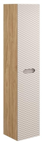 Badezimmer Hochschrank 2-türig in Eiche, Front in beige mit 3D-Oberfläche