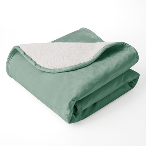 Bigbeer Wasserdichte Hundedecken für große Hunde, waschbare Haustierdecke für Indoor-Katzen, Plüsch-Sherpa-Welpen-Überwurf, Möbelschutz für Bett, Couch, Sofa (101,6 x 127 cm, L, Grün)