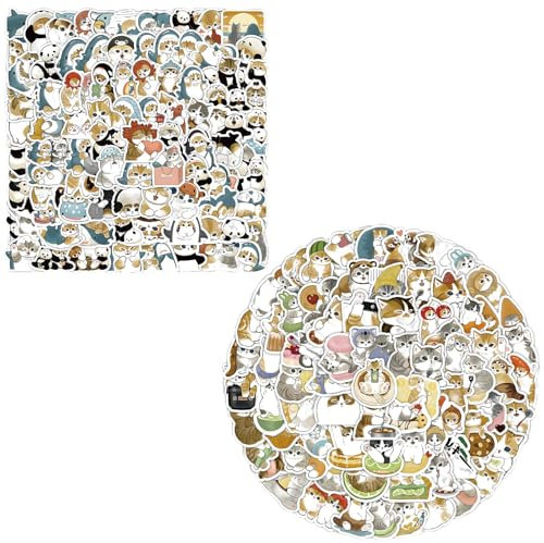 Katyjun 200 Stück Katzen Sticker, Niedliche Wasserfeste Katzensticker