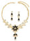 XFSRG 2 Stück Schmuckset Blumen Tropfen Kristall Halskette Ohrringe Brautschmuck Elegant Hochzeit Damenschmuck Silber Glänzend