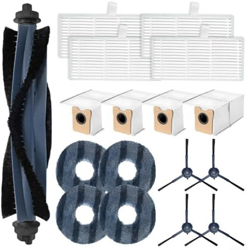 FACAIIO 17-teiliges Zubehörset für Eufy für Omni C20 Staubsauger, 1-Hauptbürste, 4-Seitenbürsten, 4-x Filter, 4-Mopppads und 4-Staubbeutel (A)