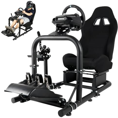 Dardoo G29 Racing Simulator Cockpit mit Sitz Passend für Logitech/Thrustmaster/Fanatec G25 G27 G29 G920 G923 T300RS TX,Base für PS4,PC Lenkradständer ohne Räder und Pedale