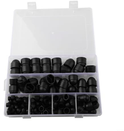 Lot de 145 cache-vis en plastique noir, protection efficace pour vis avec boîte de rangement pratique