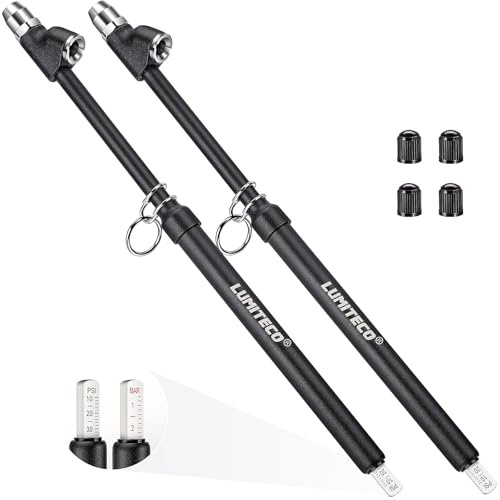 LUMITECO 2-Pack Dual Head Tire Pressure Gauge, Heavy Duty Truck Tire Air Gauge Range 10-150PSI 1-10Bar, Straight-On Pencil Air Pressure Gauge Extended Tube for Semi Truck, Car Tire Pressure Checker