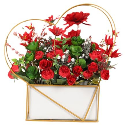 LOVIVER Künstliche Rosenblumen, Korb, Valentinstag-Dekoration, Blumenkasten-Dekoration, Tischaufsatz für Jubiläumsfeier
