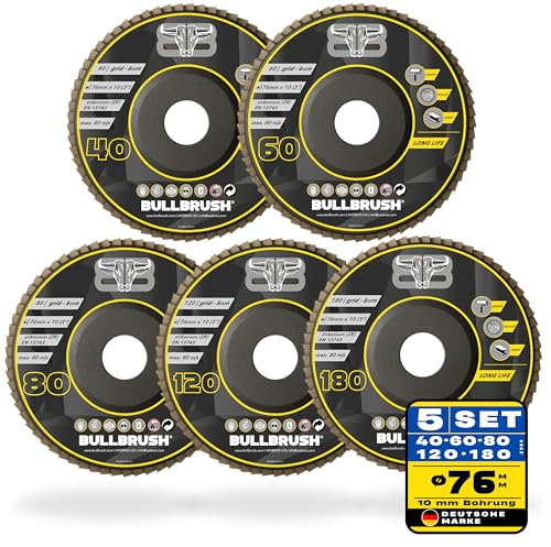 Lot de 5 disques à lamelles 76 mm - 40, 60, 80, 120, 180 - Zirconium - Diamètre 76 mm - Accessoires pour meuleuse d'angle - Disque à lamelles 76 mm pour bois et acier - Mini disques abrasifs flexibles