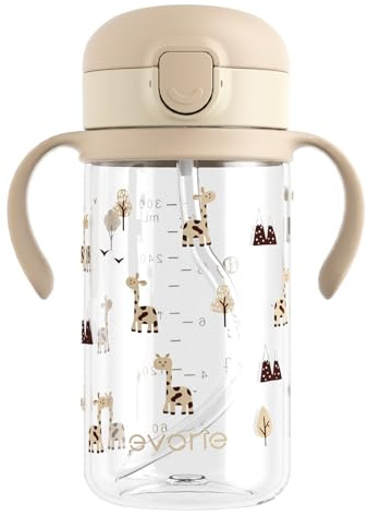 Evorie Tritan Spill Proof Straw Sippy Cups for Toddlers 1–3 Years, 10 Oz | BPA & BPS-Free, Toddler water bottle, Easy grip handles, Dishwasher safe, Durable Tritan, Easy to clean