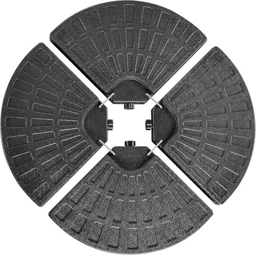 Qidordour 4 Pcs Outdoor Umbrella Base, Portable Cantilever Offset Patio Umbrella Base Stand, Heavy Duty Garden Parasol Round Base, Water & Sand Filled Umbrella Cross Stand Weights Holder, Up to 100KG