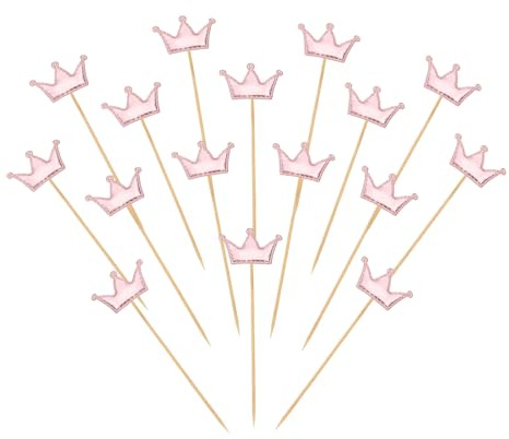 YELARXI Crown Cupcake Toppers Glittery Princess Cake Toppers Mini Cupcake Picks, Fit for Wedding Engagement Birthday Party Cake Decorations (30 Pack, Rose Gold)