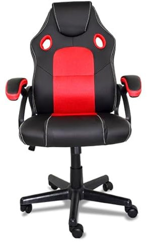 Genérico Silla Gaming Ergonómica | Altura Ajustable, | Ideal para Oficina, Escritorio, Teletrabajo, Estudio, Juego, Ordenador (Negro y Rojo)