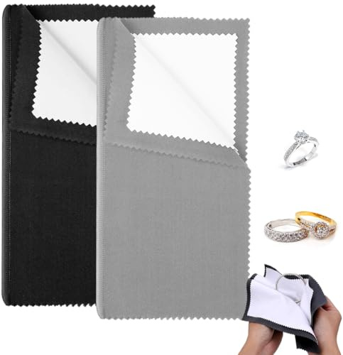 WUSJCOF 2 paños para limpiar plata,paños para pulir plata,para joyas,cubiertos y monedas,para el cuidado y la limpieza de plata auténtica y joyas de plata