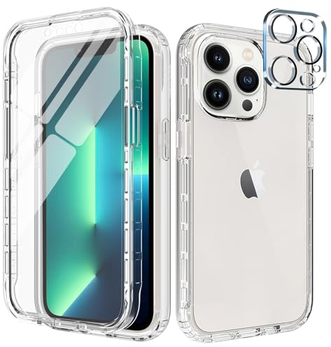 Leedia Handyhülle Kompatibel mit iPhone 13 Pro Hülle 360 Grad mit Eingebautem Displayschutz und Kamera Schutzfolie [9H HD] Stoßfest Schutzhülle Transparent Case für iPhone 13 Pro 6,1 Klar